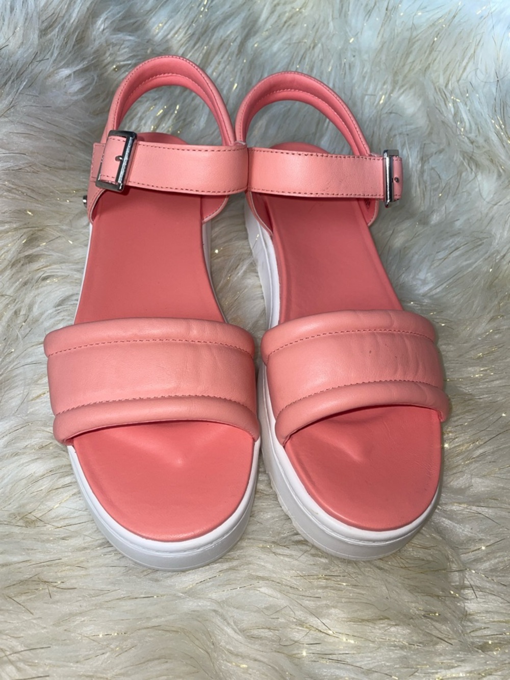 Women’s Pink Platform Sandals with Ankle Strap